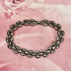 VINTAGE Silver Band Smooth Beadlike Chain Bracelet Layer 😍